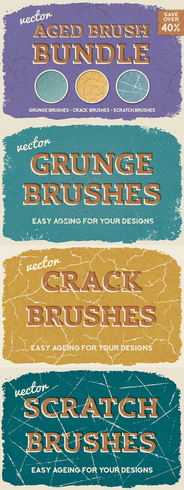Aged Vector Brush Bundle - Brushes Illustrator