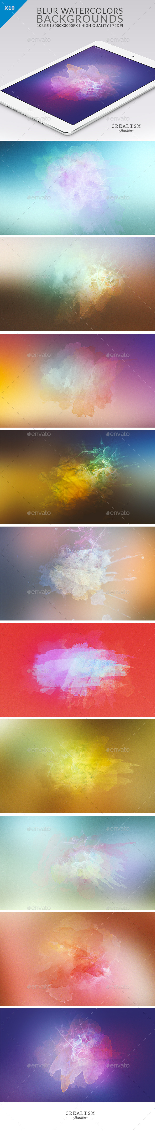 10 Blur WaterColor Backgrounds - Abstract Backgrounds