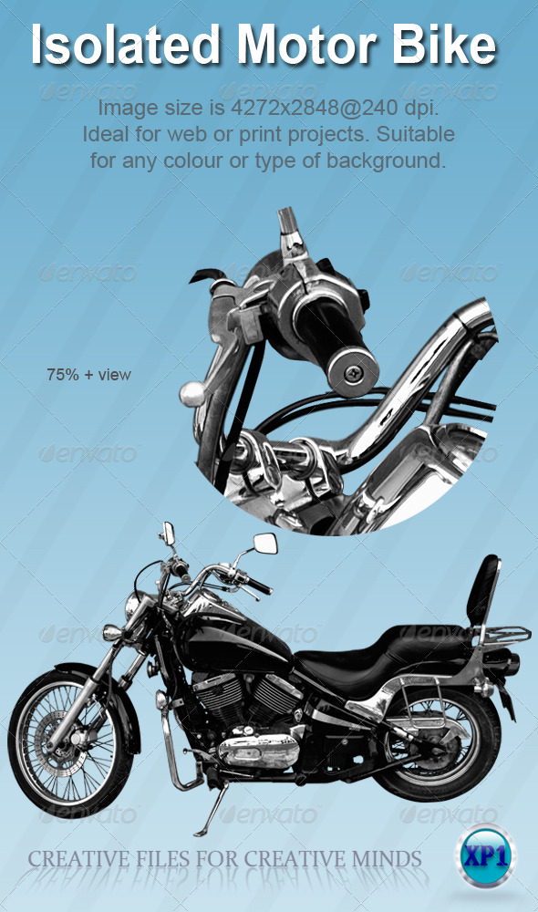 Large cc Black and Chrome Motorcycle/Bike - Miscellaneous Isolated Objects