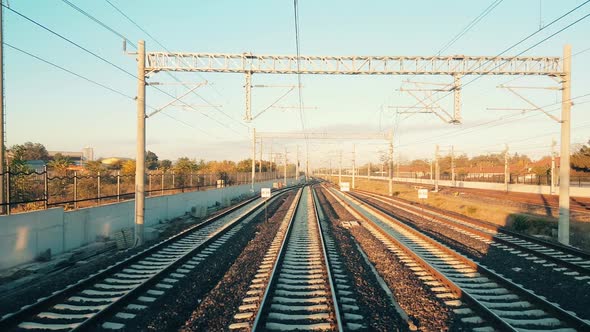 Passenger train arriving to the station at Eskisehir early in the morning alt
