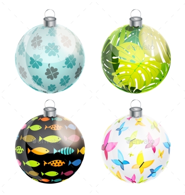 New Year And Christmas Balls Set Vector - Objects Vectors