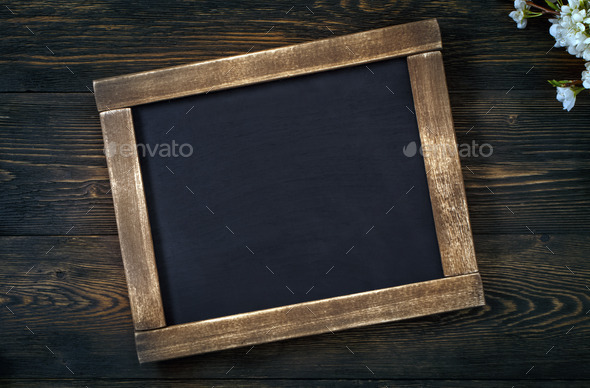 Old vintage school slate with flowers Stock Photo by primo-piano | PhotoDune