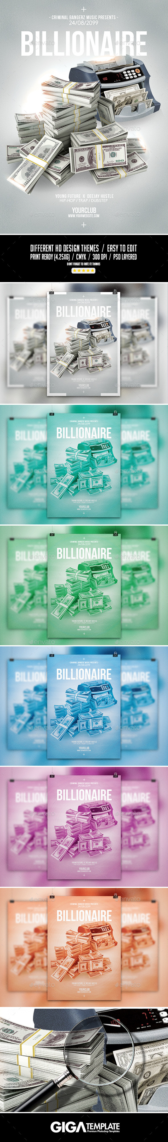 Billionaire 2 | Hip-Hop Modern Flyer PSD Template - Events Flyers