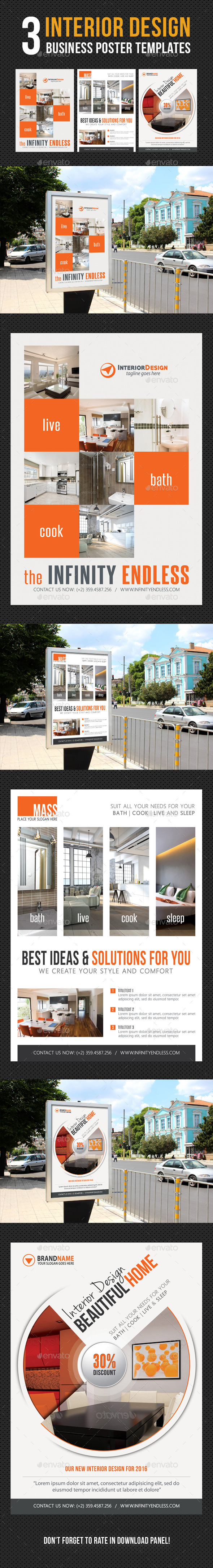 3 in 1 Interior Design Poster Bundle - Signage Print Templates