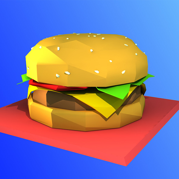Low Poly Hamburger - 3Docean 13164276
