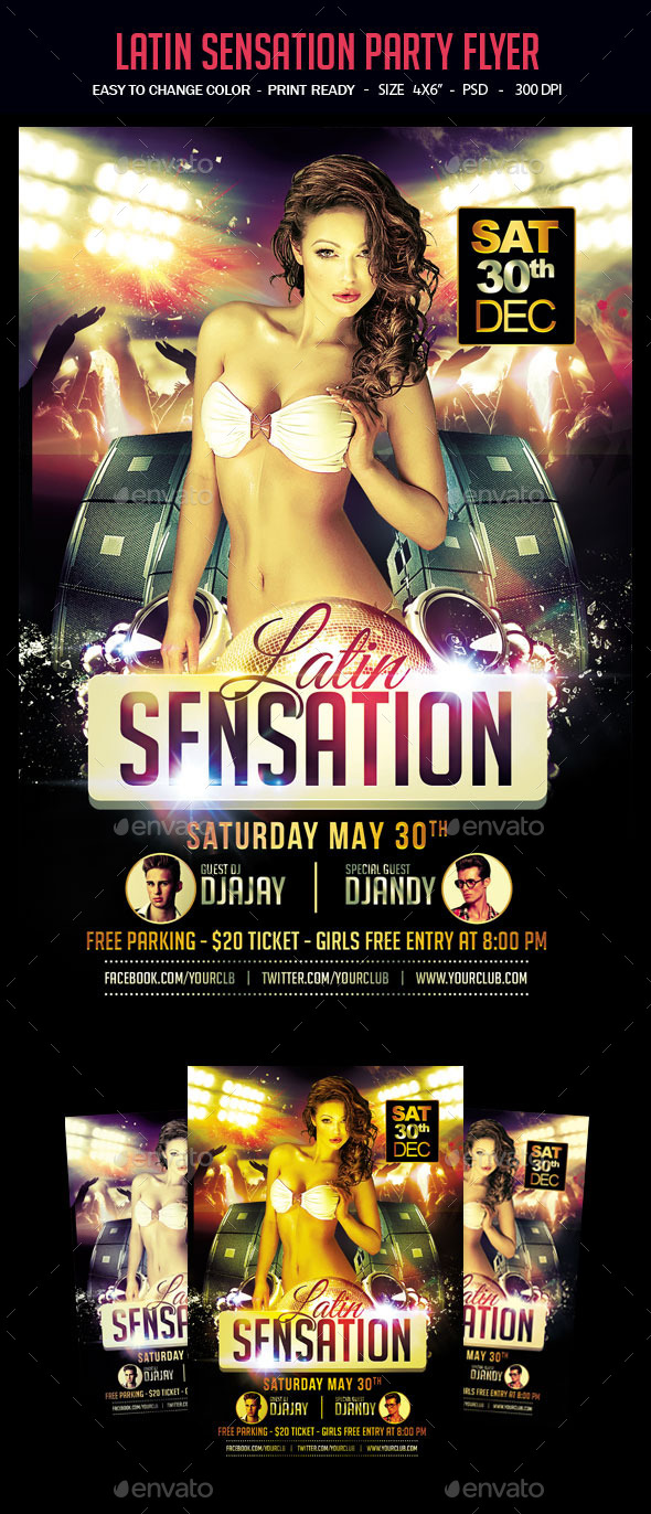 Latin Sensation Party Flyer - Clubs & Parties Events