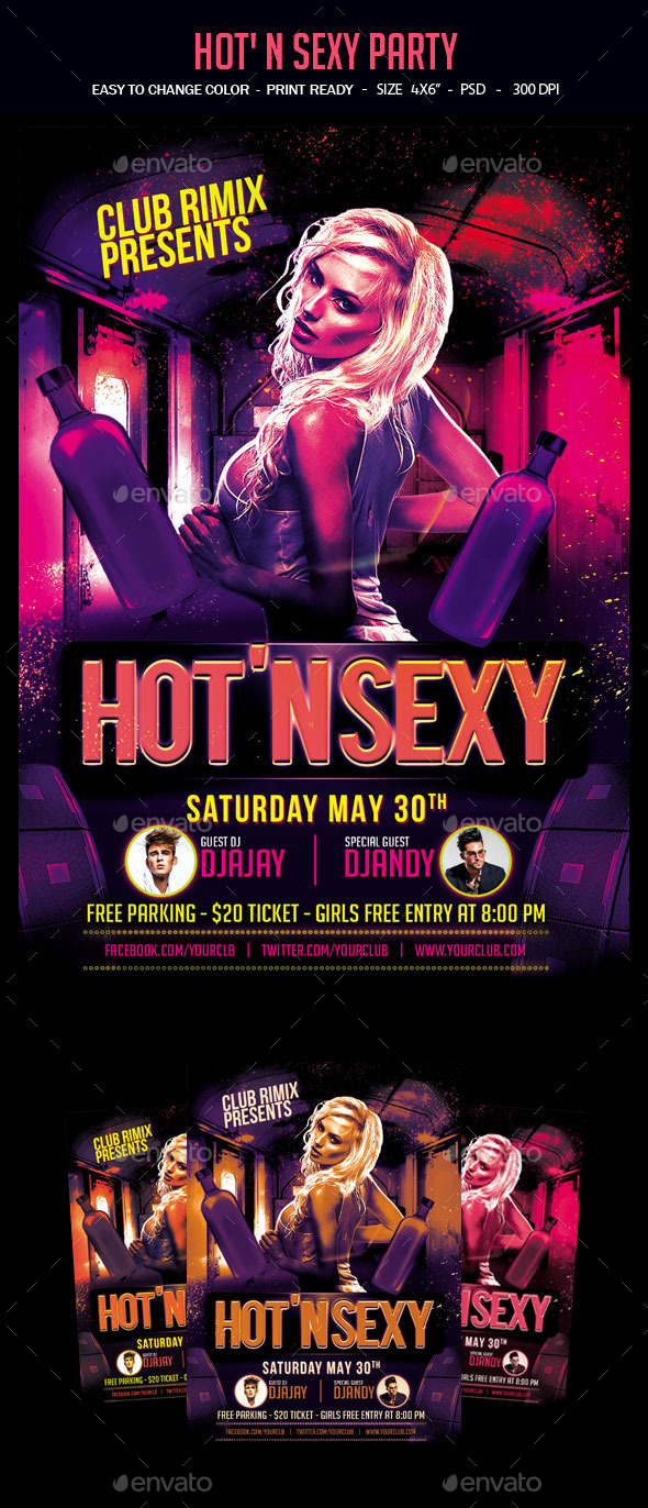 Hot' N Sexy Party Fler Template - Clubs & Parties Events