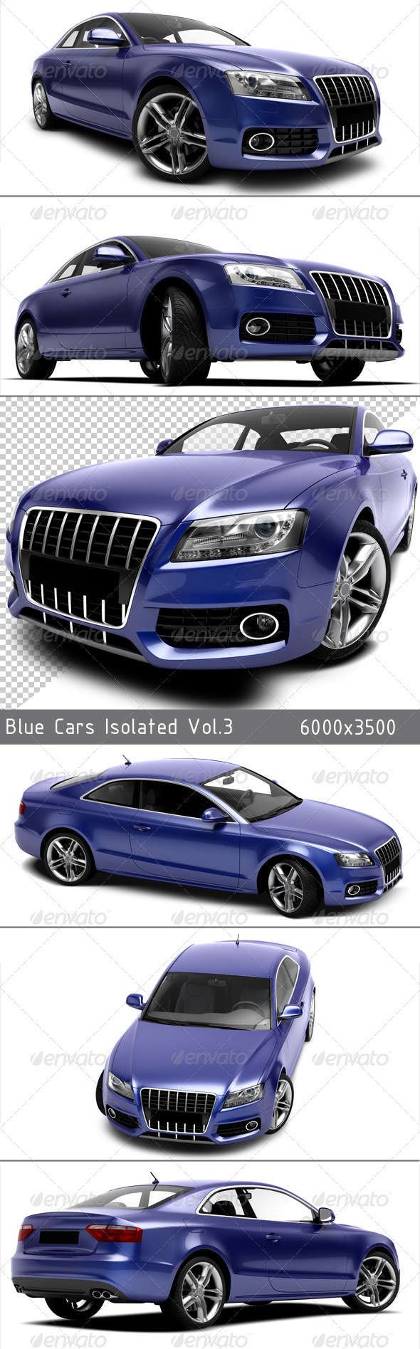 Blue Cars Isolated VOL.3 - Objects 3D Renders