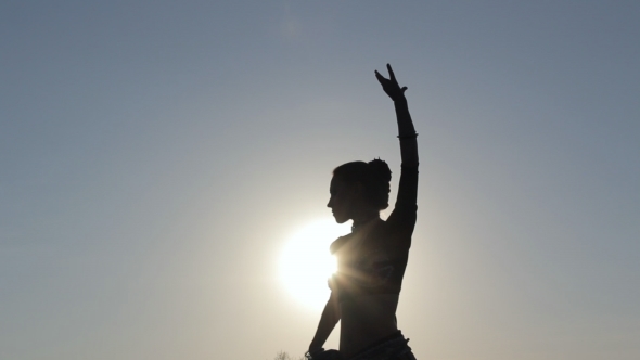 Silhouette Girl Dancing Exotic Dance 