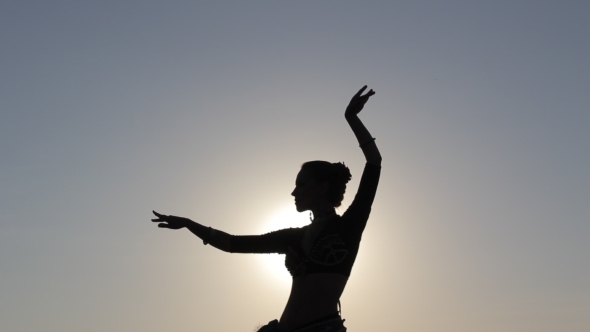 Silhouette Girl Dancing Exotic Dance 