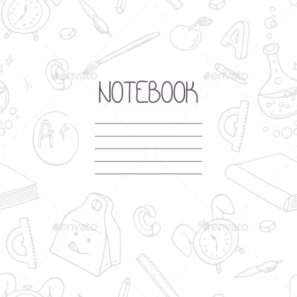 Back To School Monochrome Doodle Notebook Design - Backgrounds Decorative