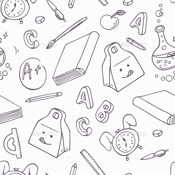 Back To School Doodle Objects - Patterns Decorative