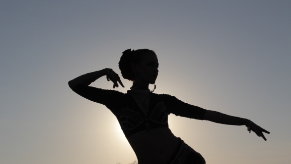 Silhouette Girl Dancing Exotic Dance 