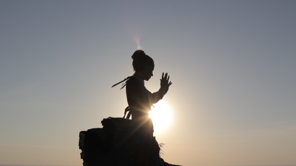 Silhouette Girl Dancing Exotic Dance 