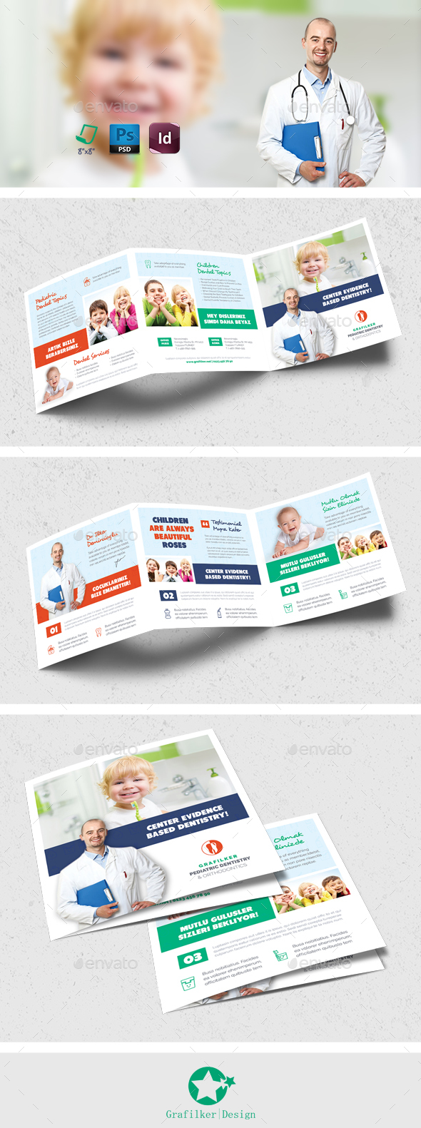 Kids Dental Square Brochure Templates - Brochures Print Templates