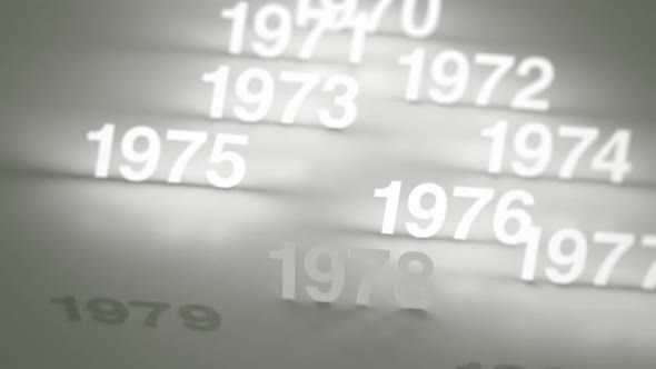 Glowing Numbers Timeline: 1970s, 1980s and 1990s