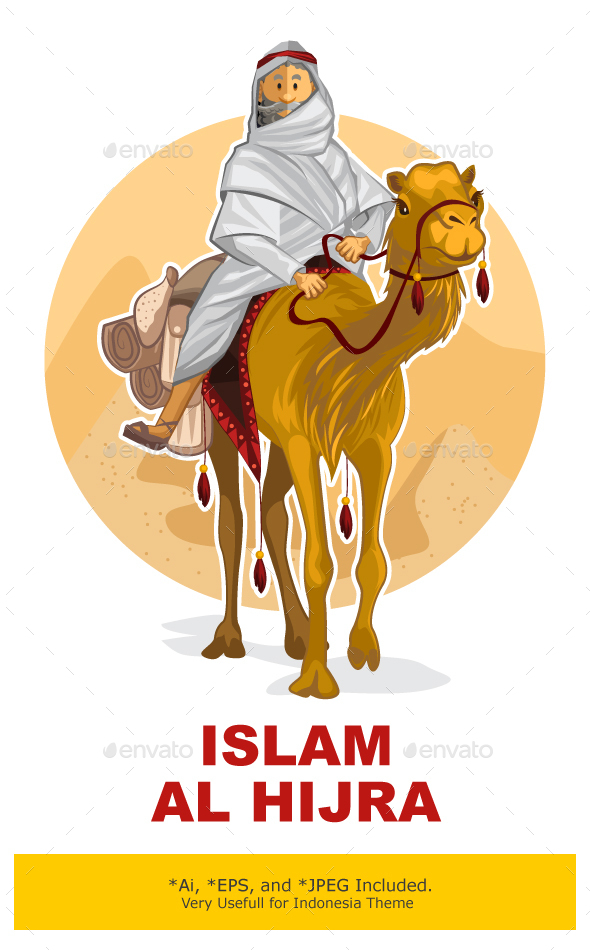 Arabian Bedouin Riding A Camel, Al Hijra Islamic - Travel Conceptual