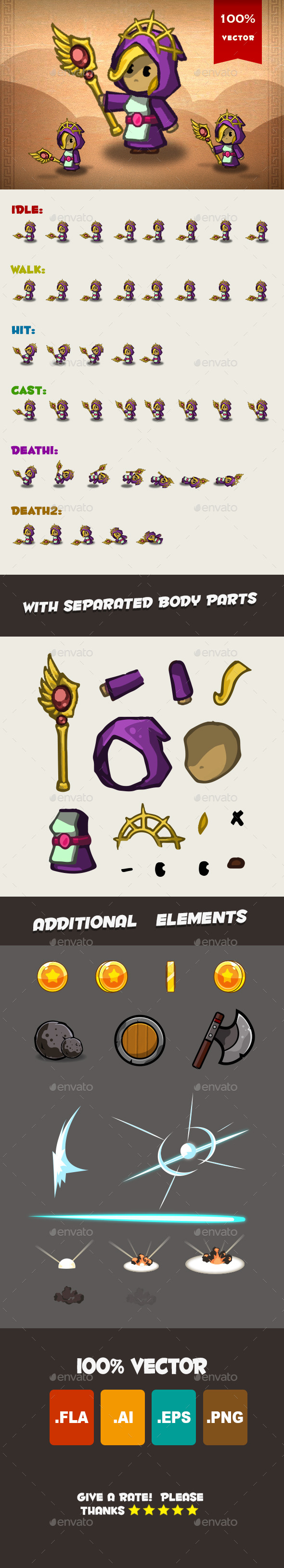 Cleric Spritesheet 01 - Sprites Game Assets