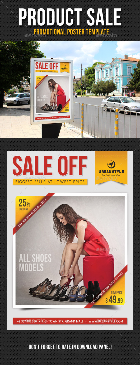 Product Sale Promotion Poster Template V01 - Signage Print Templates