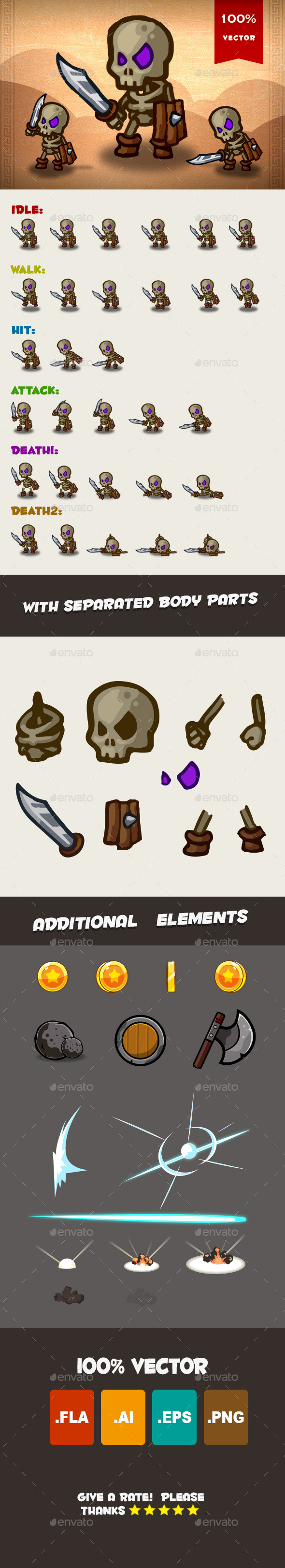 Skeleton Spritesheet 01 - Sprites Game Assets