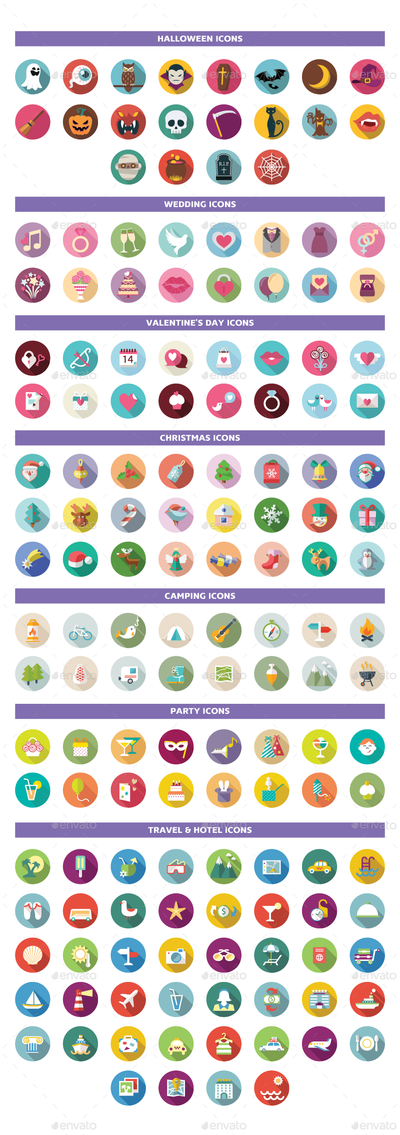 Universal Colorful Flat Icons, Icons | GraphicRiver