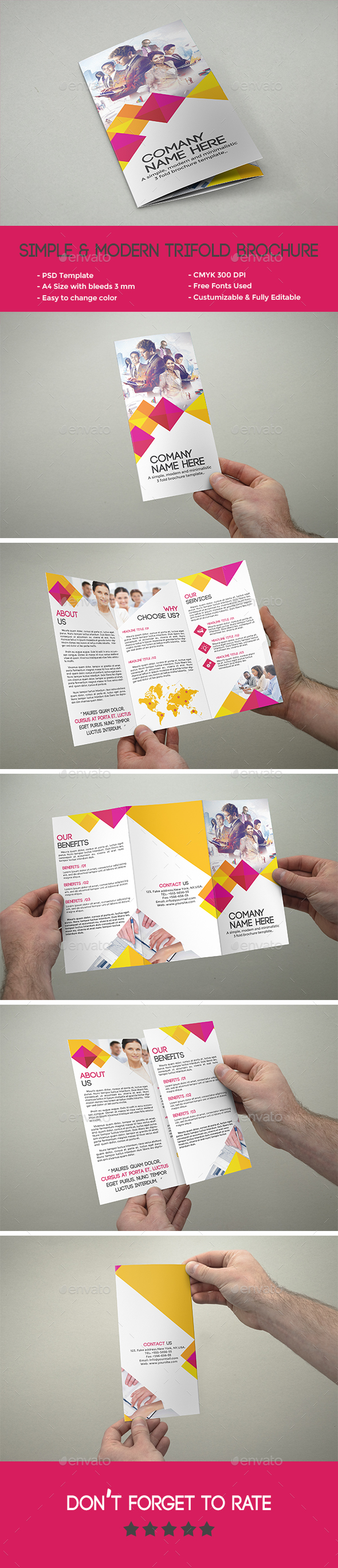 Simple & Modern Tri-fold Brochure - Corporate Brochures
