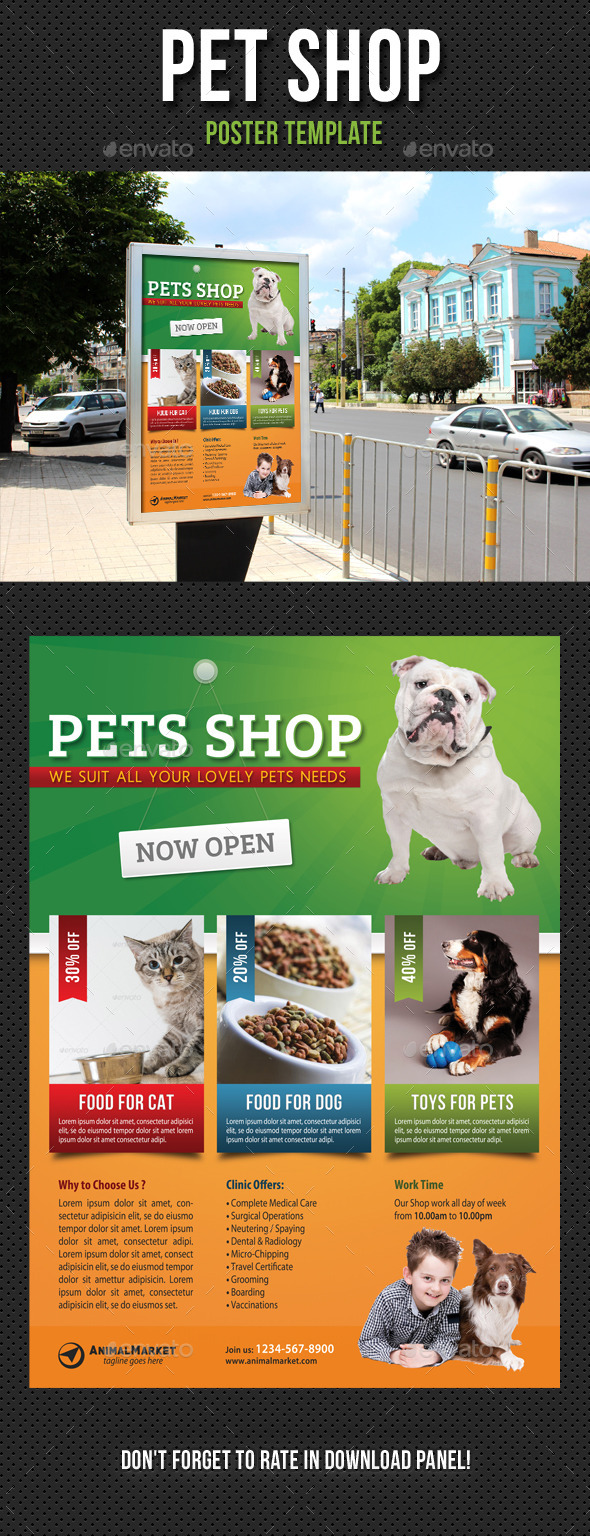 Pet Shop Poster Template - Signage Print Templates