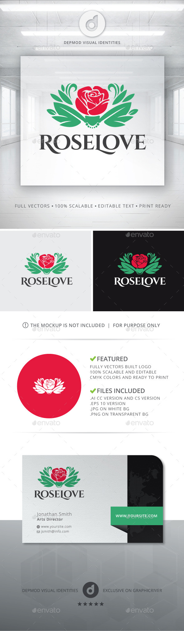 Rose Love Logo - Nature Logo Templates
