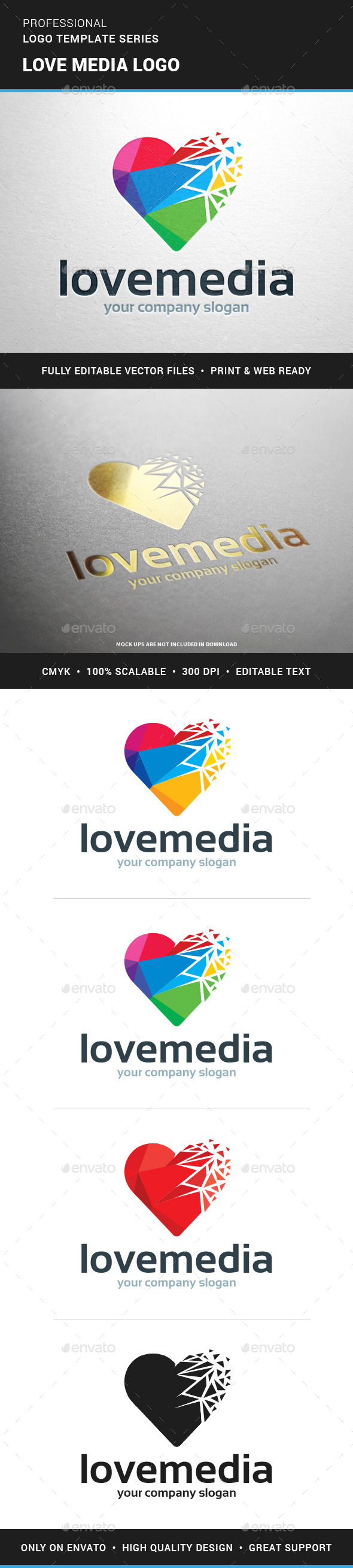 Love Media Logo Template - Symbols Logo Templates