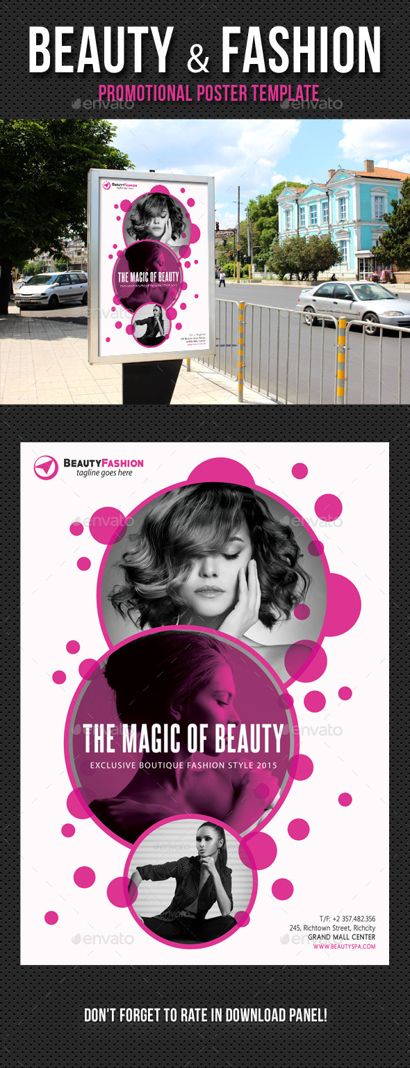 Beauty and Fashion Poster Template V01 - Signage Print Templates