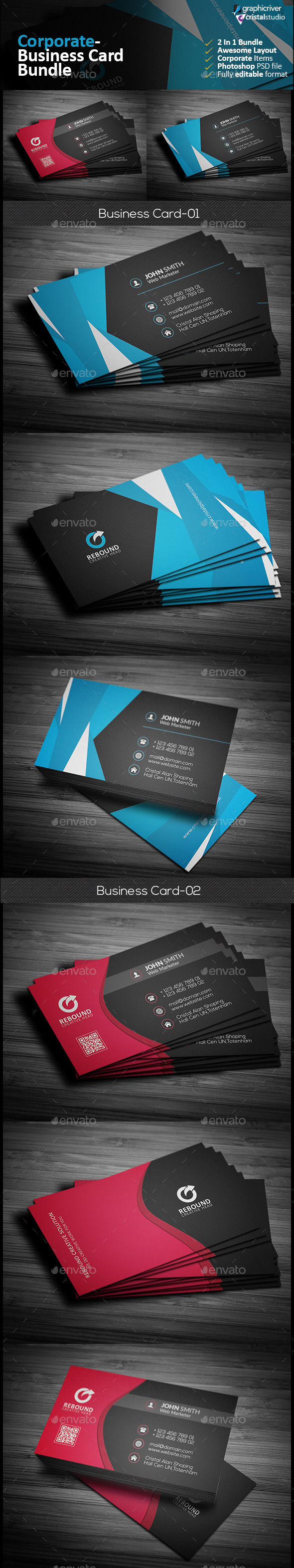 Business Card Bundle 2 in 1 - Corporate Business Cards