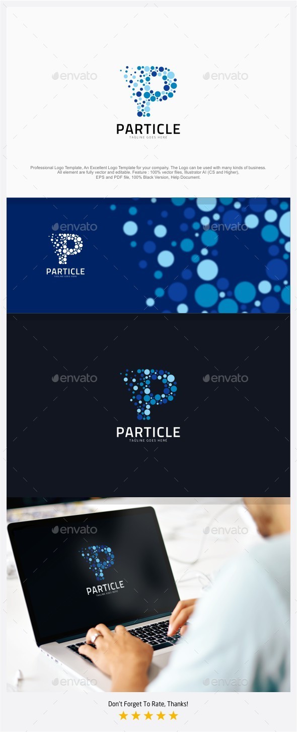 Particle Media - Letter P Logo - Abstract Logo Templates