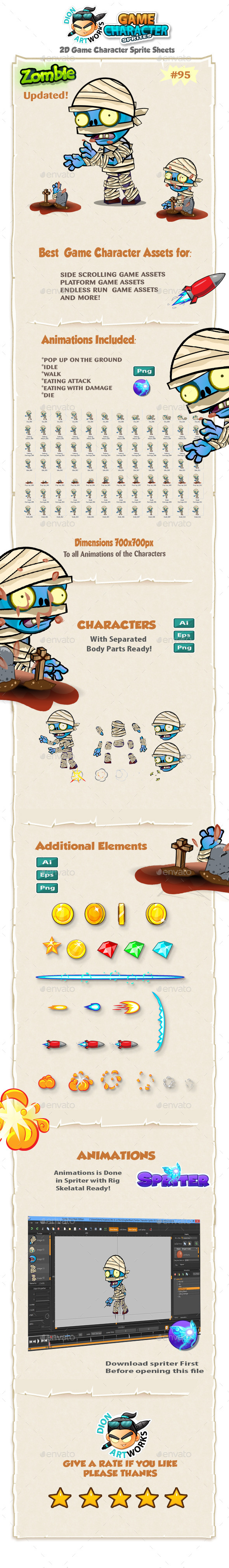 Zombie 2D Game Character Sprites 95 Zombie 2D Game Character Sprites 95