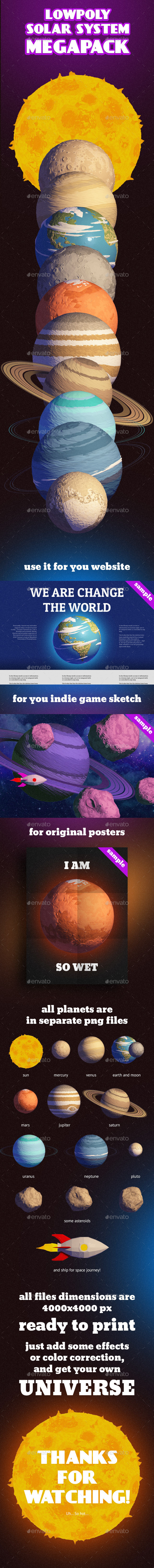Solar System Low Poly Pack - Objects 3D Renders