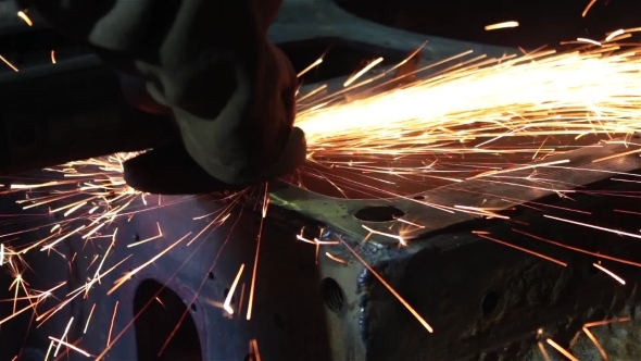 Processing Of Metal Grinder With Sparks