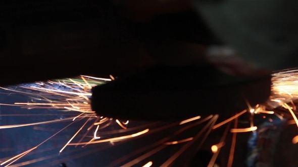 Processing Of Metal Grinder With Sparks