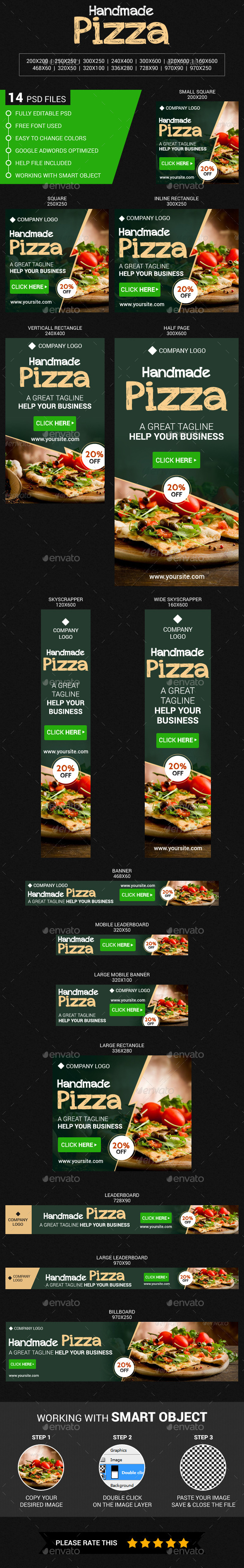 Handmade Pizza - Banners & Ads Web Elements