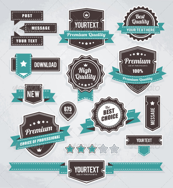 Vector set of retro labels, buttons and icons - Vectors
