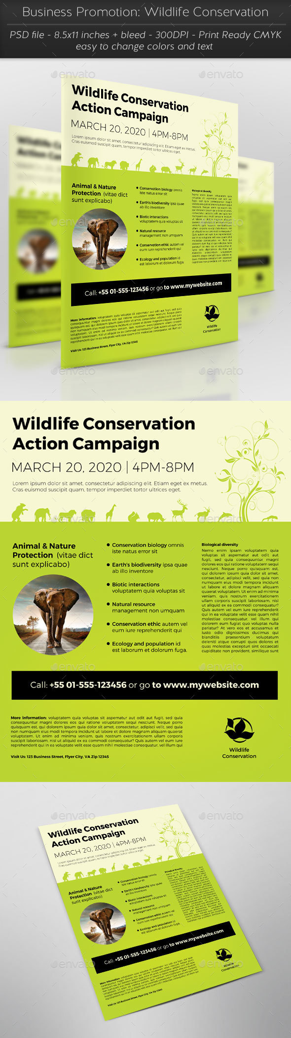 Business Promotion: Wildlife Conservation - Flyers Print Templates