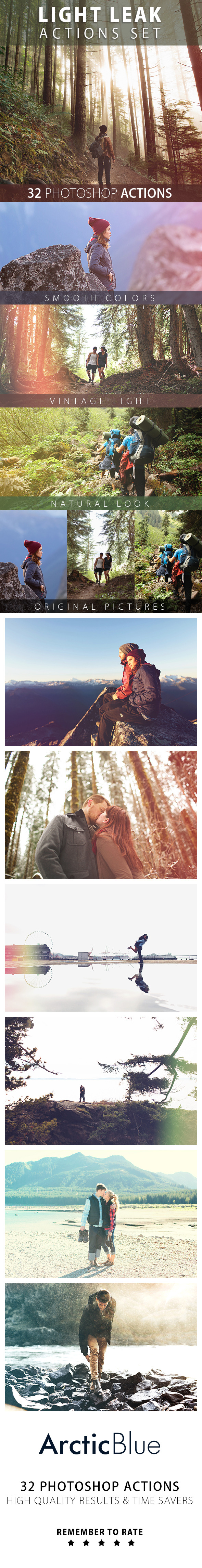 32 Light Leak Photoshop Set - Photo Effects Actions