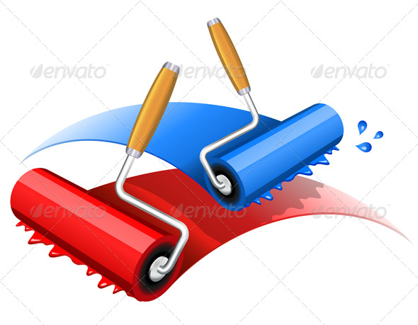 Painting red and blue - Man-made Objects Objects