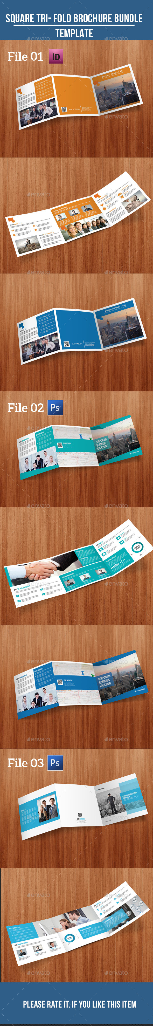 Square Tri- fold Business Brochure Bundle - Corporate Brochures