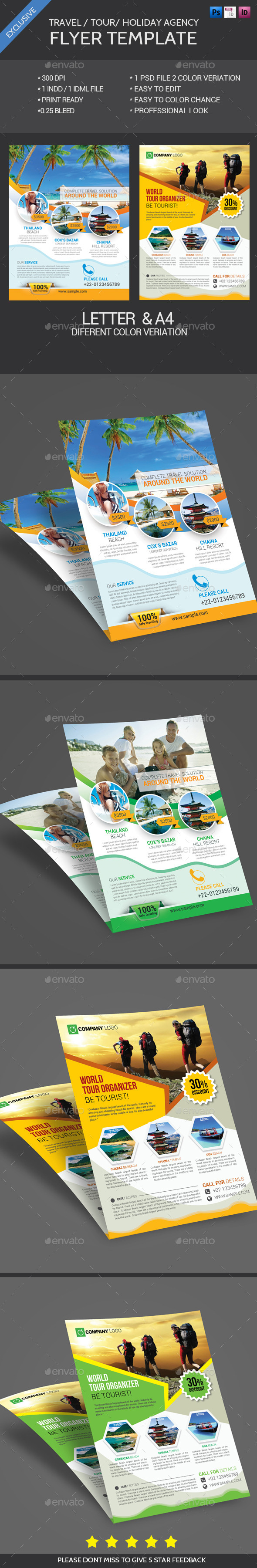 Travel Tour Flyer Bundle - Flyers Print Templates
