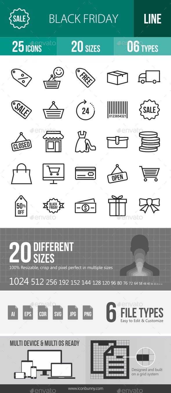 Black Friday Line Icons - Icons