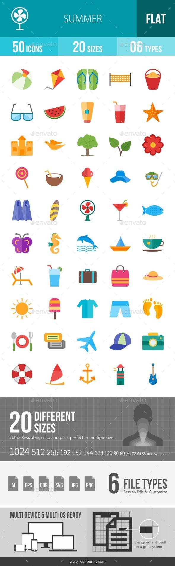 Summer Flat Multicolor Icons - Icons