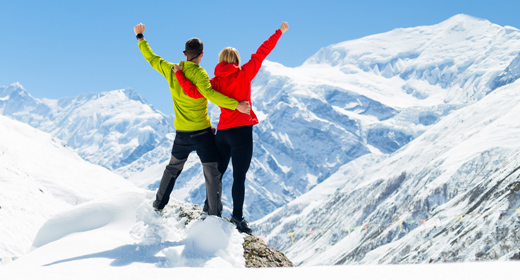 Trekking and hiking people in Himalaya Mountains