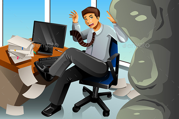 Businessman Between Rock and Hard Place Concept - Concepts Business