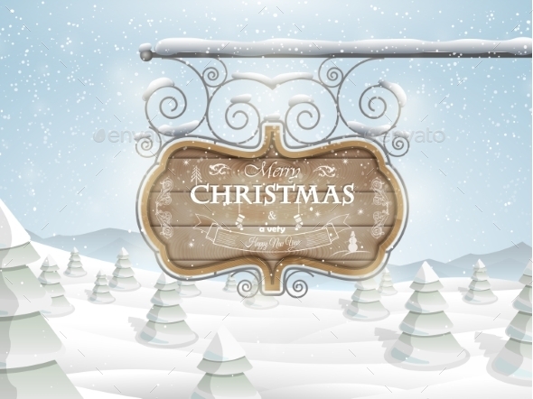 Board with Christmas Greeting - Christmas Seasons/Holidays