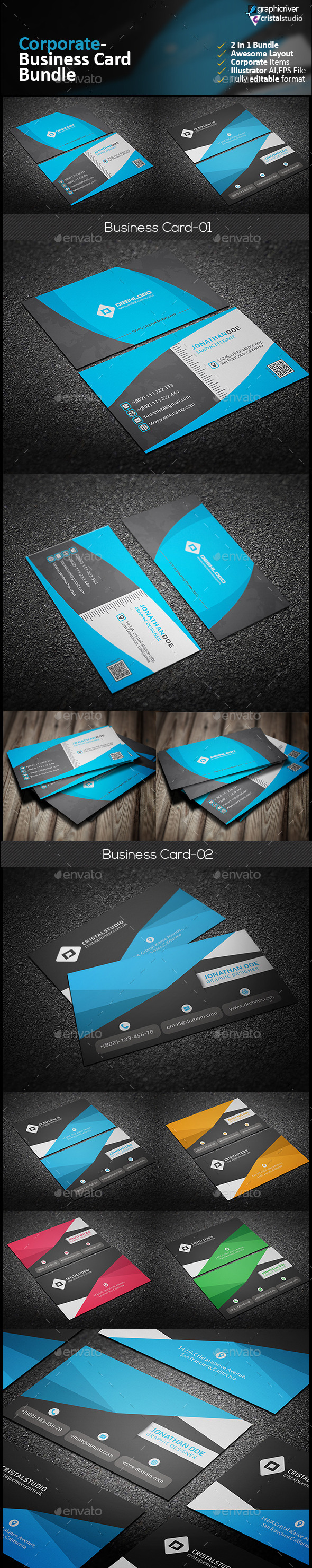 Business Card Bundle 2 in 1 - Corporate Business Cards