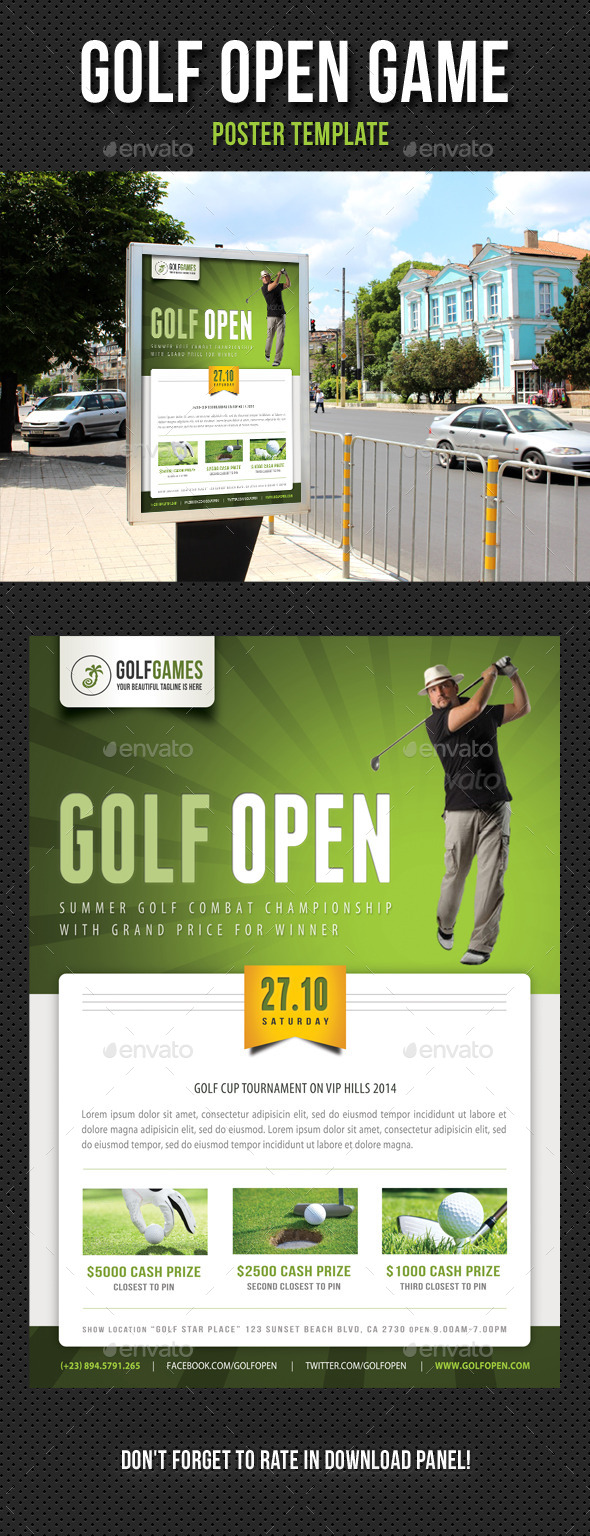 Golf Open Poster Template V01 - Signage Print Templates